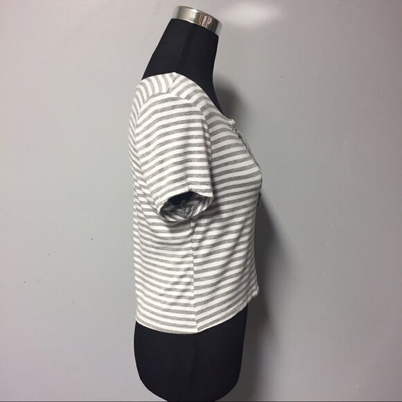 Lace-Up Striped Crop Top  - Picture 3 of 5